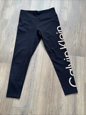 Calvin Klein Performance Black Leggings with Pale Gold Side Logo